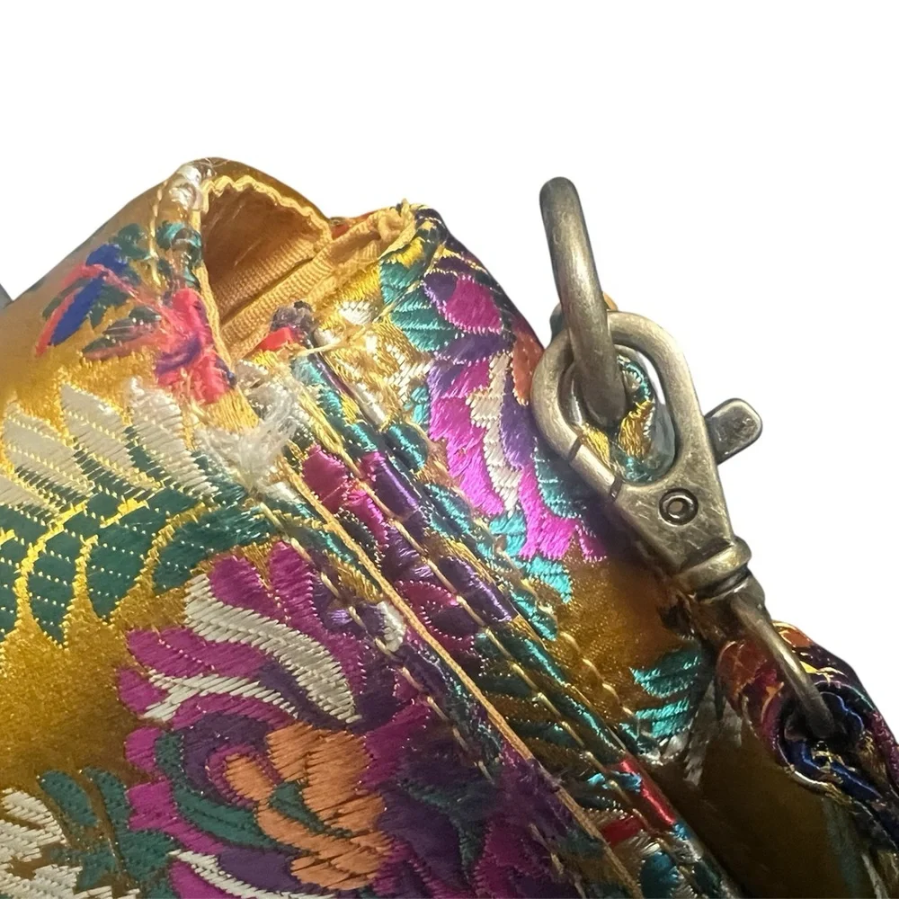 ALDO Telawen handbag Yellow Floral Embroidered Satin Crossbody Bag - Picture 4 of 9
